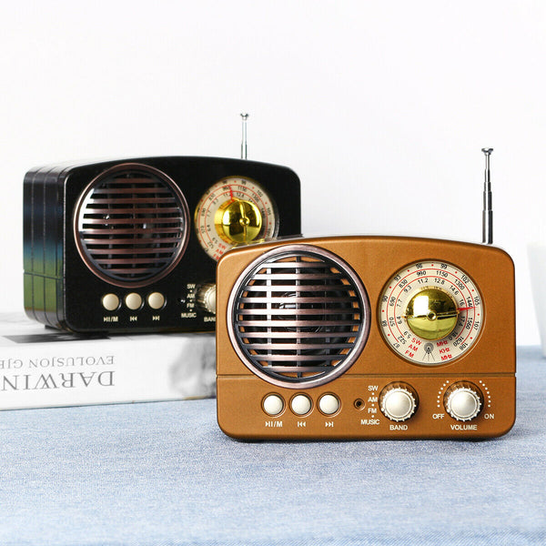 Portable Mini Retro Bluetooth Player Radio AM FM SW AUX Wireless Stereo Card MP3