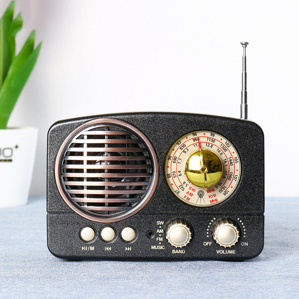 Portable Mini Retro Bluetooth Player Radio AM FM SW AUX Wireless Stereo Card MP3