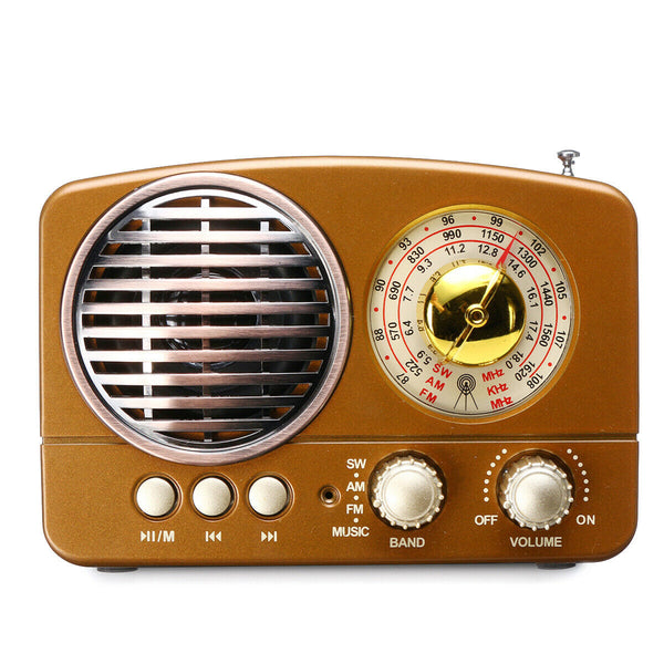 Portable Mini Retro Bluetooth Player Radio AM FM SW AUX Wireless Stereo Card MP3