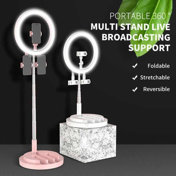 Foldable Folded LED Ring Light Phone Tripod Holder Adjustable Makeup Live Stream