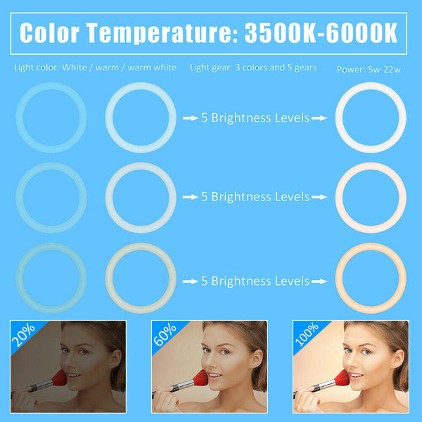 Foldable Folded LED Ring Light Phone Tripod Holder Adjustable Makeup Live Stream