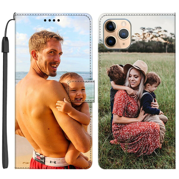 Personalized Flip Leather Wallet Phone Case Cover Custom Made For Apple iPhone Samsung