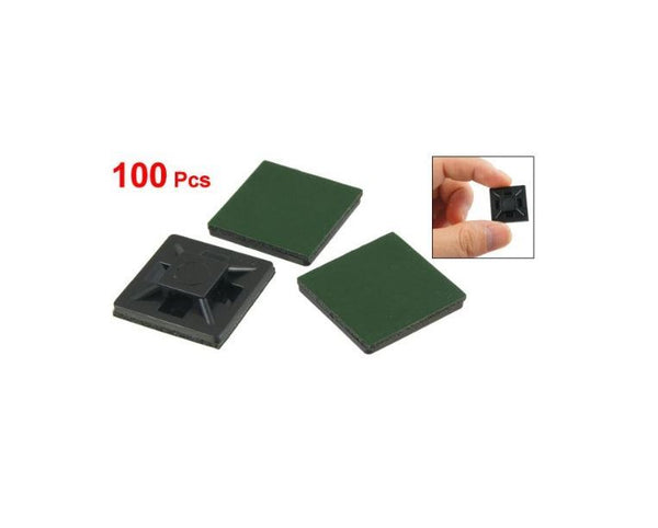 100 Pcs 20mm x 20mm x 4mm Self Adhesive Cable Tie Mount Base Holders Black