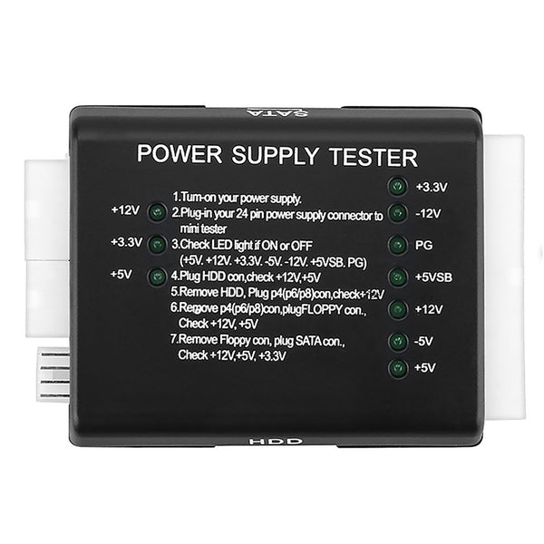 20 / 24 pin Test Diagnostic Desktop PC Power Voltage Supply Tester for ATX SATA HDD Port