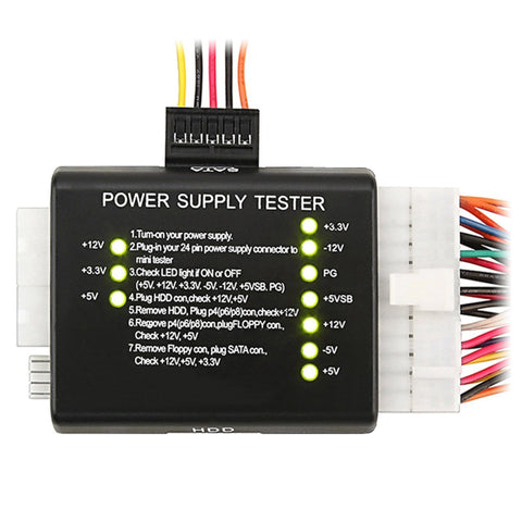 20 / 24 pin Test Diagnostic Desktop PC Power Voltage Supply Tester for ATX SATA HDD Port