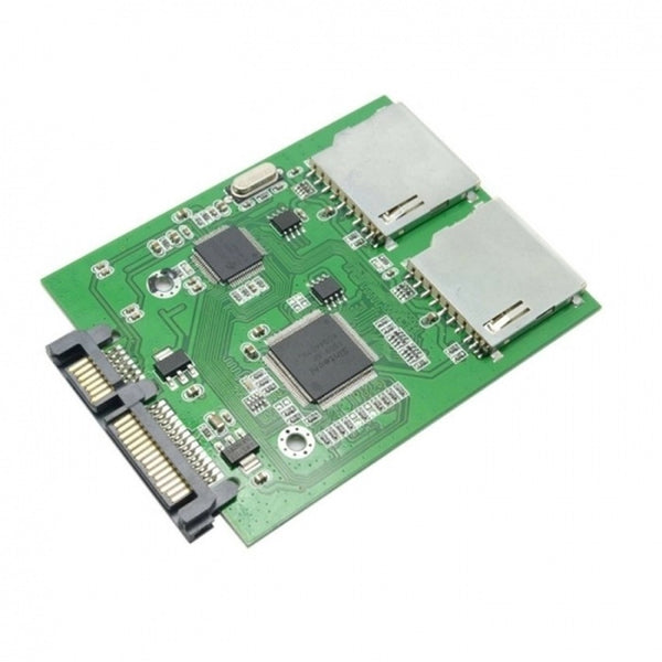 Dual SD SDHC MMC Memory Card to 7+15 Pin 22pin SATA Male Convertor Kit RAID0 Adapter