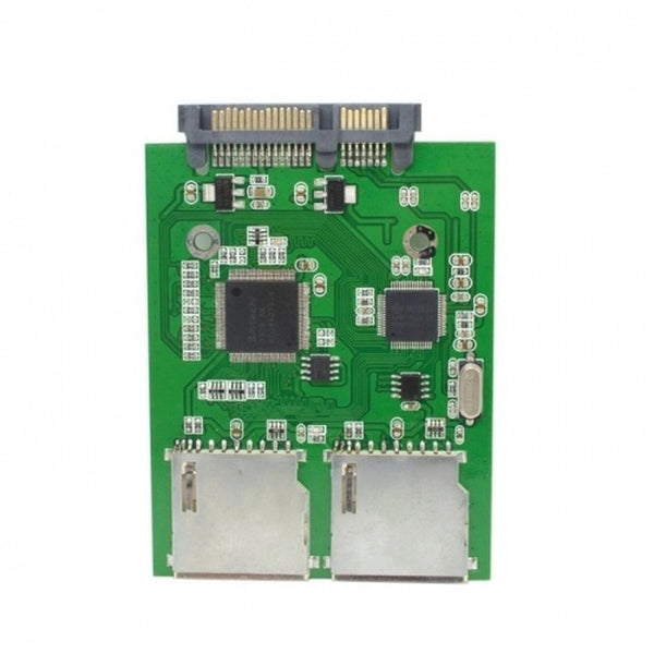 Dual SD SDHC MMC Memory Card to 7+15 Pin 22pin SATA Male Convertor Kit RAID0 Adapter