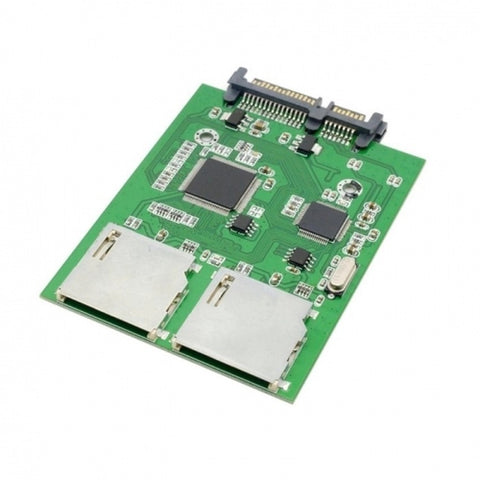 Dual SD SDHC MMC Memory Card to 7+15 Pin 22pin SATA Male Convertor Kit RAID0 Adapter