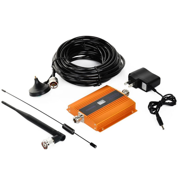 2G 3G 4G Cell Phone Lightning-Proof Signal Booster with 0.6" LCD Golden Black
