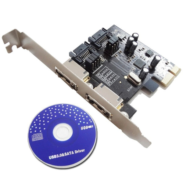 PC 2 SATA 3.0 & 2 ESATA 3.0 2 Ports PCI-E Express Card Adapter Expansion Card