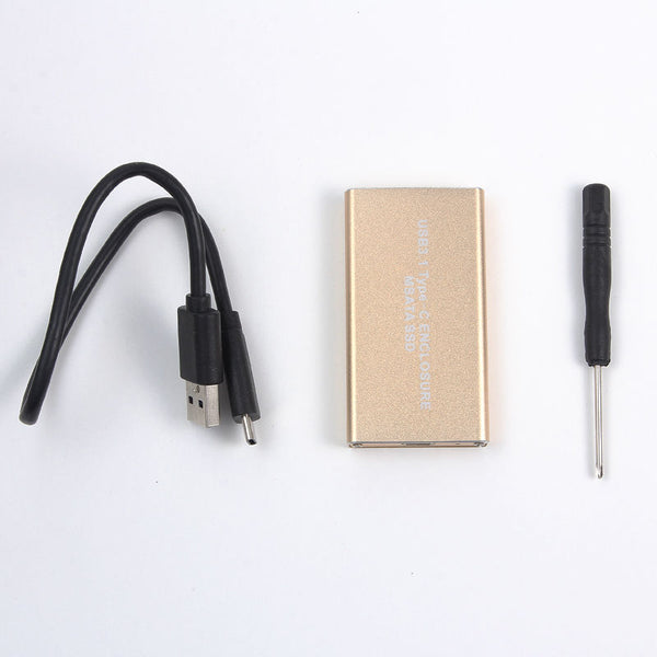 PC USB 3.1 Type C to 50mm mSATA PCI-E Solid State Disk SSD Case Enclosure