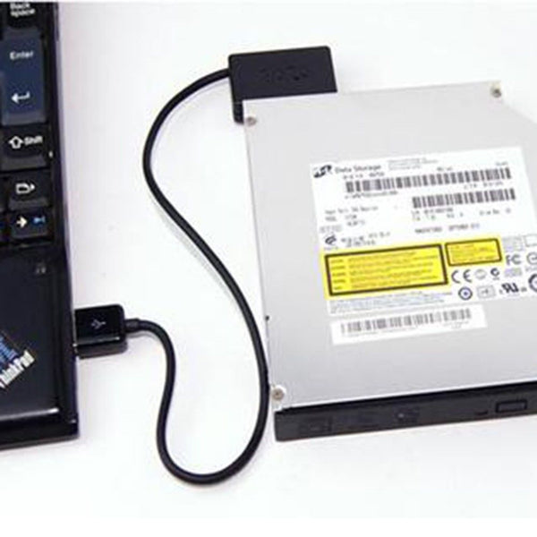 USB 2.0 Black Laptop Drive Disk Line Adapter Cable Slim CD DVD Rom to 7+6 13Pin SATA