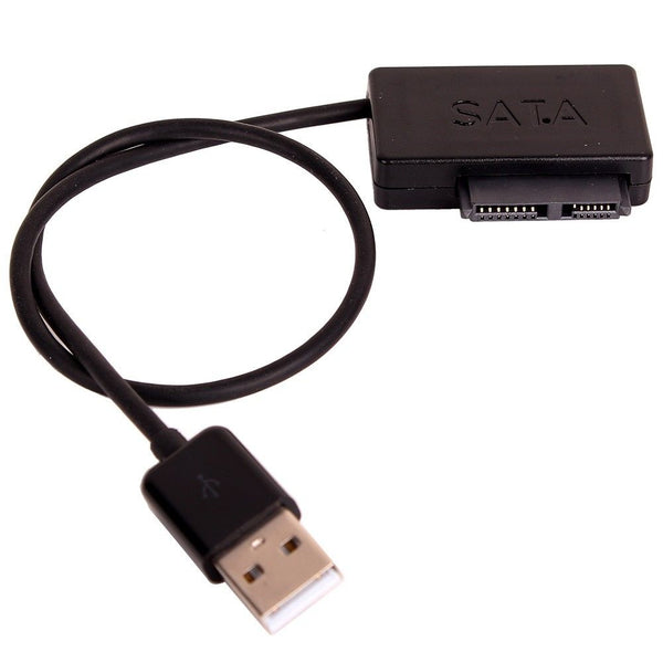 USB 2.0 Black Laptop Drive Disk Line Adapter Cable Slim CD DVD Rom to 7+6 13Pin SATA