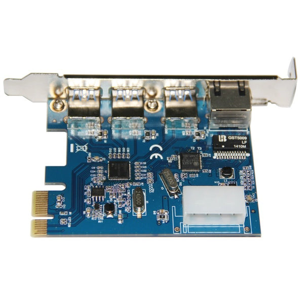 Desktop PCI-E to 3-Port USB 3.0 & Ethernet LAN Gigabit Ethernet RJ45 Port Expansion Card