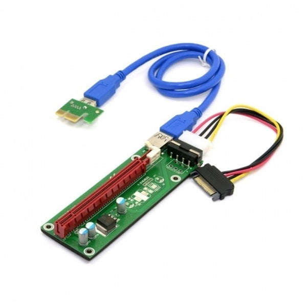 PCI-E 1x to 16x Mining Machine Enhanced Extender Riser Adapter w/ USB 3.0 & SATA Power Cable