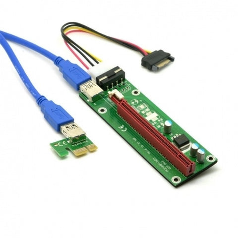 PCI-E 1x to 16x Mining Machine Enhanced Extender Riser Adapter w/ USB 3.0 & SATA Power Cable