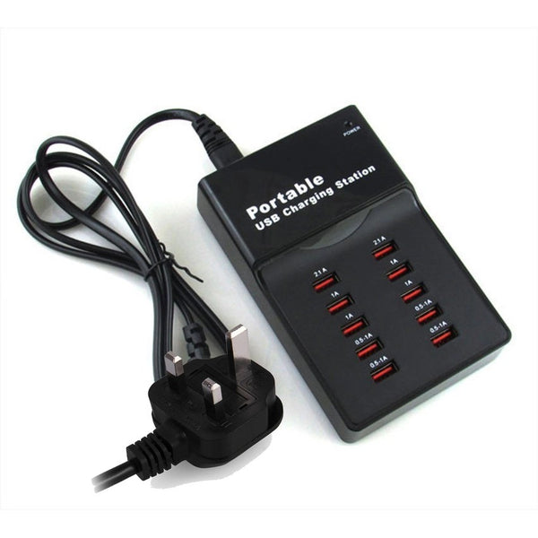 Charging Station High Speed Wall Charger 5V 12A 10 Ports USB for iPhone 6 5s 5c 5