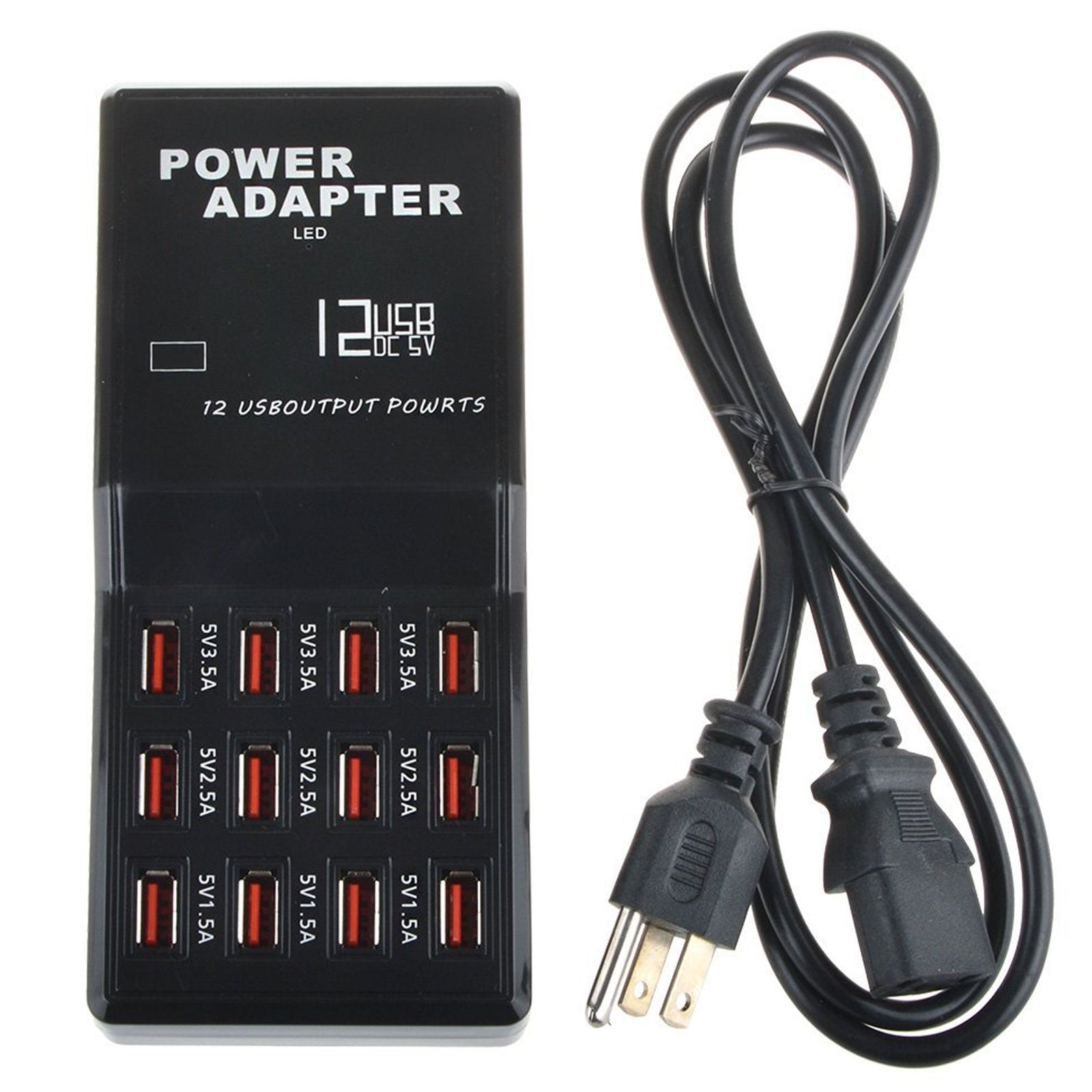 High Speed 12 Port USB Power Socket Charging Station Wall Charger Power Adapter