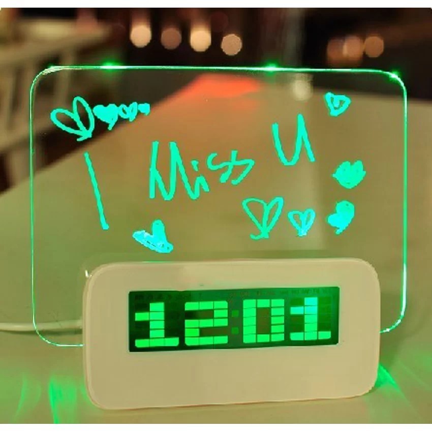 LED Message Board Highlight Highlighter Digital Alarm Clock With 4 Port USB Hub
