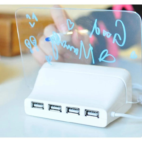 LED Message Board Highlight Highlighter Digital Alarm Clock With 4 Port USB Hub