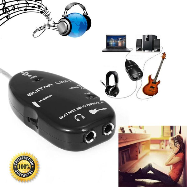 USB Guitar to Laptop PC MAC Interface Link Stereo Audio Cable Recording Adaptor