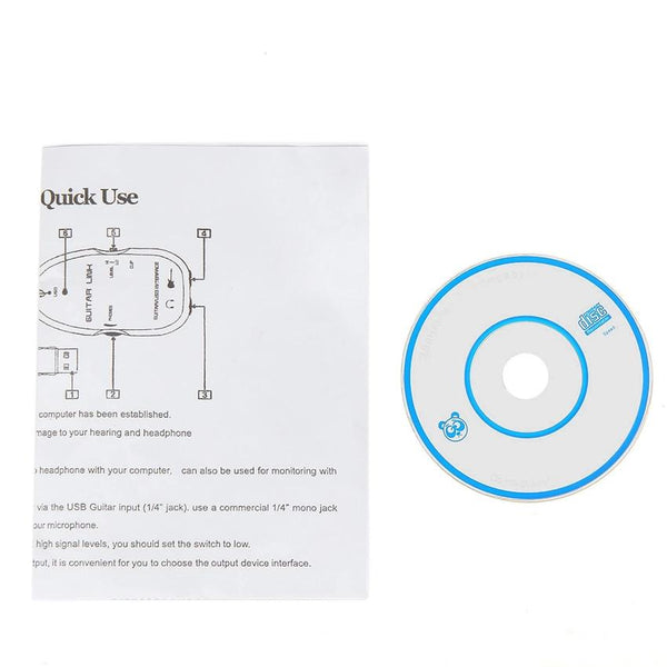 USB Guitar to Laptop PC MAC Interface Link Stereo Audio Cable Recording Adaptor