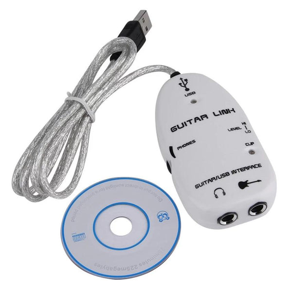 Guitar to USB Interface Link Cable Stereo Audio Adapter for PC MAC Recording