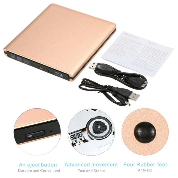 USB 3.0 External SATA Optical Drive Portable BDROM BD DVD CD VCD Player Recorder
