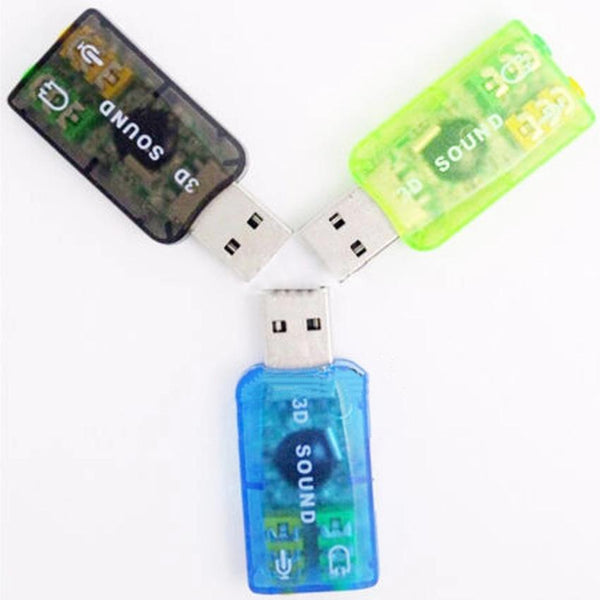 Audio Adapter 3D Sound card 5.1 USB To 3.5 mm mic headphone Jack Stereo Headset