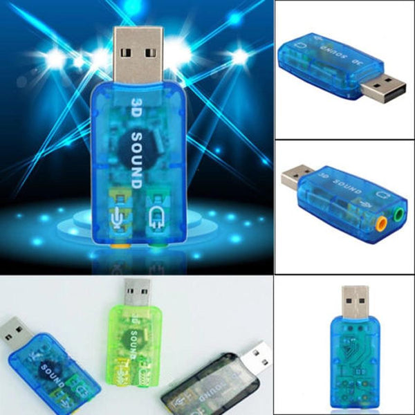 Audio Adapter 3D Sound card 5.1 USB To 3.5 mm mic headphone Jack Stereo Headset
