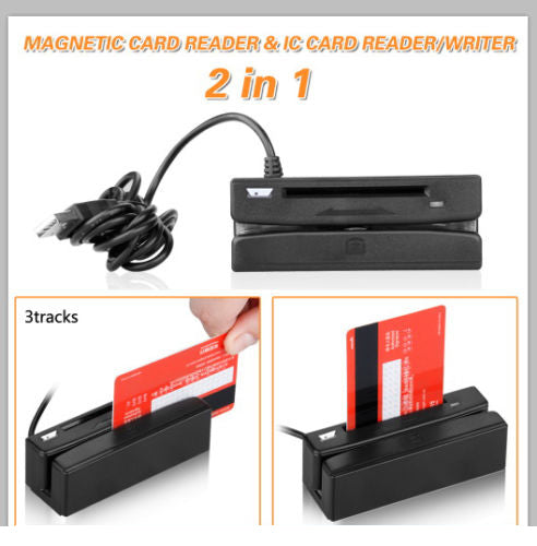 2 in 1 USB Track Magnetic Stripe Credit Card IC Chip RFID Reader Writer