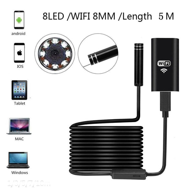 Android iPhone 5M WIFI Leakage Inspection Camera Endoscope Waterproof Borescope