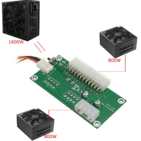2 pcs X Miner Dual 2 Power PSU Adapter Switch Mutliplier ATX 24 pin Molex For Bitcoin