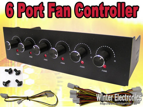 6 Ports Channel PC Computer Fan Speed Control 5.25" 5.25 inch Bay Controller