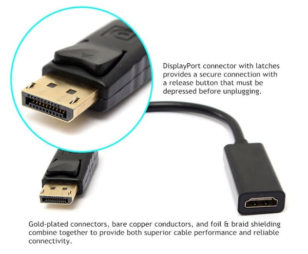 DP Displayport Male to HDMI Female Converter Adapter Cable for PC HP DELL HD TV
