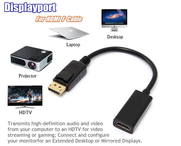 DP Displayport Male to HDMI Female Converter Adapter Cable for PC HP DELL HD TV