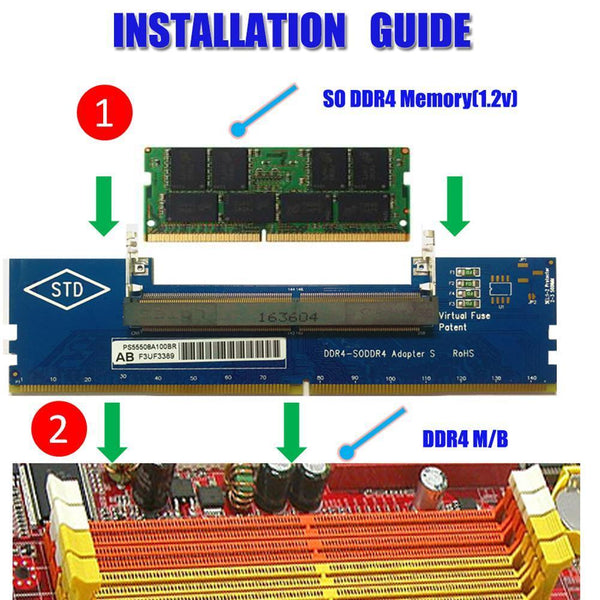 DDR4 DDR 4 Laptop SO-DIMM to DIMM Memory Connector Desktop Converter Adapter