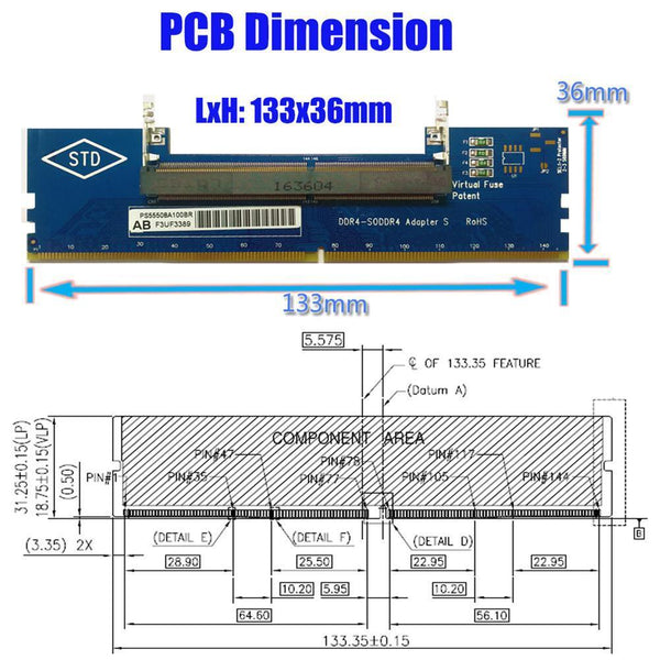 DDR4 DDR 4 Laptop SO-DIMM to DIMM Memory Connector Desktop Converter Adapter