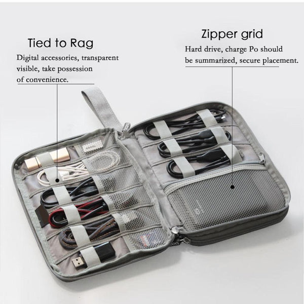 Travel Mobile Kit Case Big Capacity Storage Bag Digital Gadget USB Data Cable