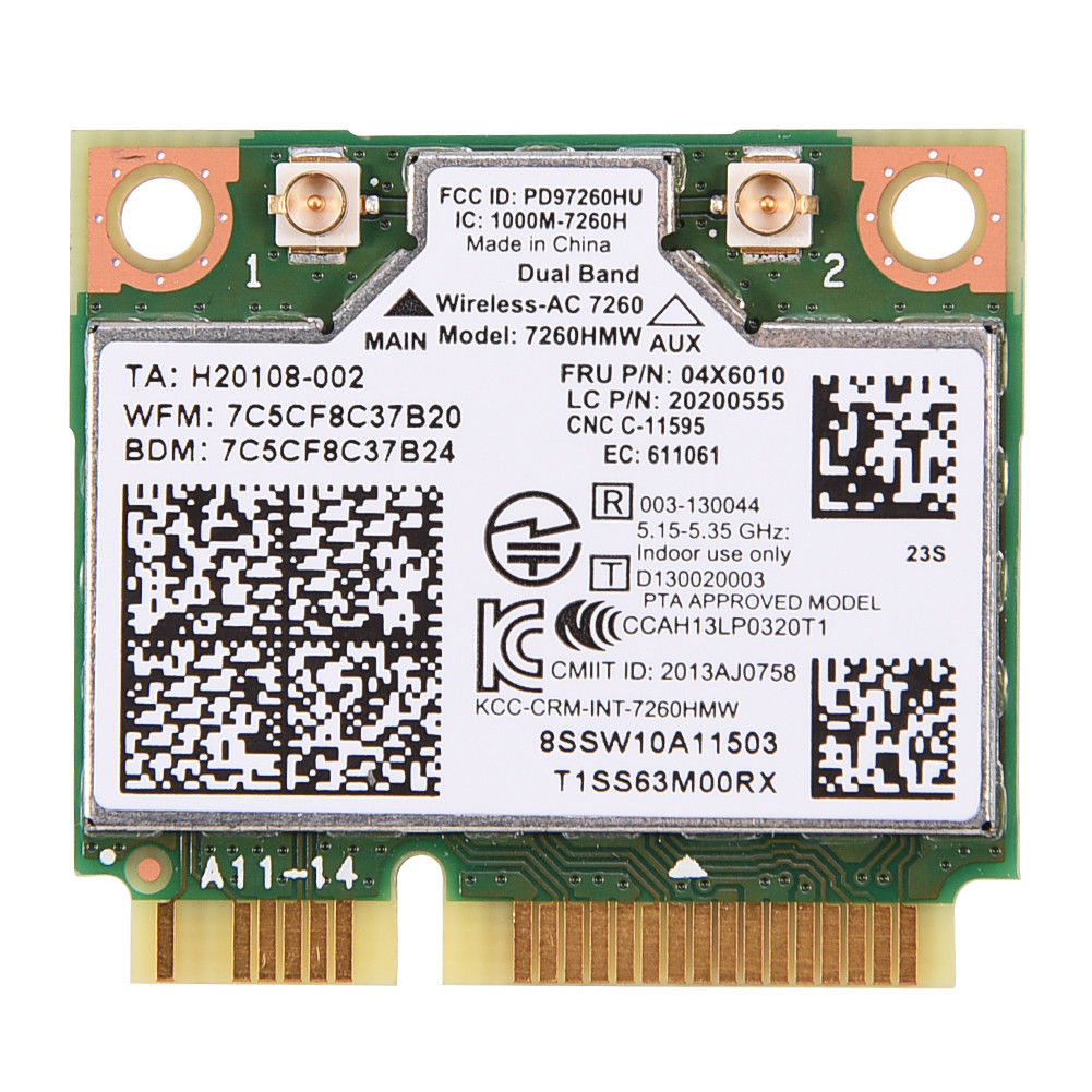 Intel 7260 7260HMW AC Dual Band WiFi BT 4.0 Wlan Mini PCI-E PCIE 04X6010 Card