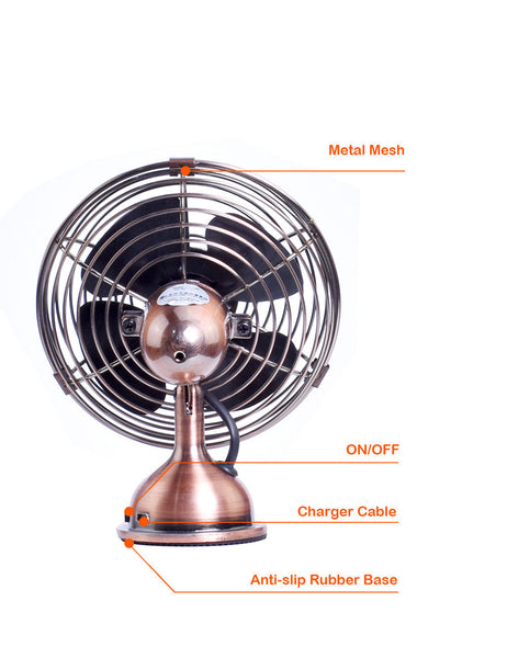 Retro Metal USB Air Cool Room Fan For PC Laptop Classic mini desktop Portable