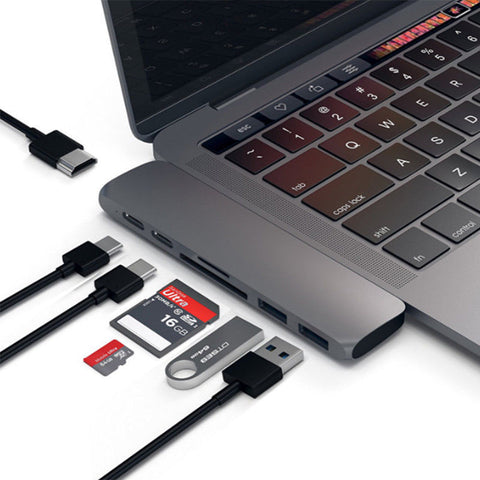 7 in 1 Hub Dual USB Type C Multiport Card Reader Adapter 4K HDMI For MacBook Pro