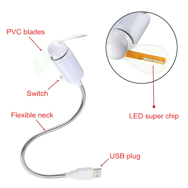 Programmable Program Message Flexible Mini USB LED Cooling Cool Fan Light Blade