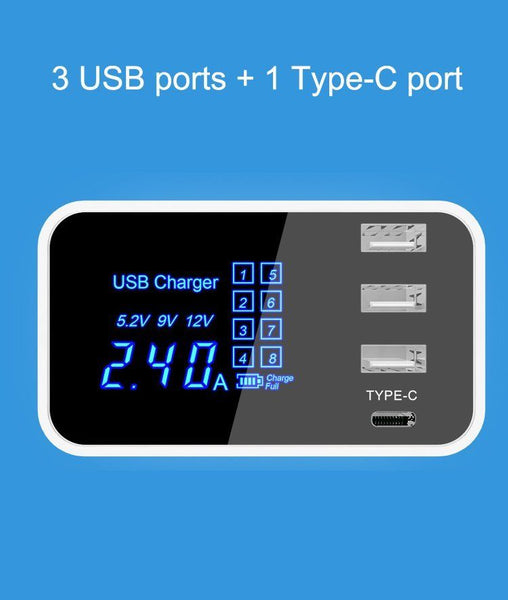 Multi Function 4 Port USB Type C Fast Rapid Charging Charge Adapter Wall Charger