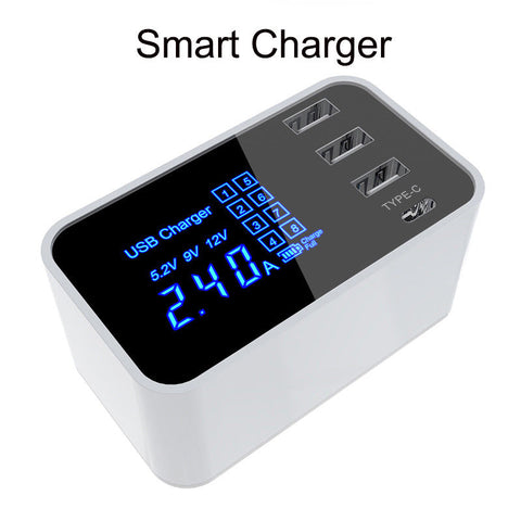 Multi Function 4 Port USB Type C Fast Rapid Charging Charge Adapter Wall Charger