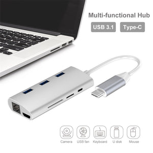 8 in 1 USB 3.1 Type C 4K HDMI RJ45 Hub Lan Ethernet Port Adapter HUB For MacBook
