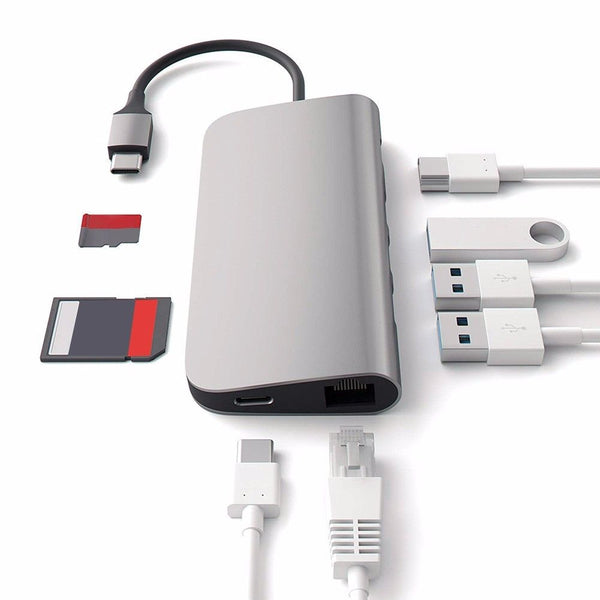 TYPE C Hub Adapter to HDMI 4K RJ45 Gigabit USB 3.0 SD TF Slot Reader for MacBook