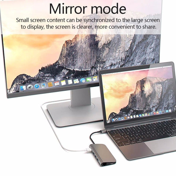 TYPE C Hub Adapter to HDMI 4K RJ45 Gigabit USB 3.0 SD TF Slot Reader for MacBook