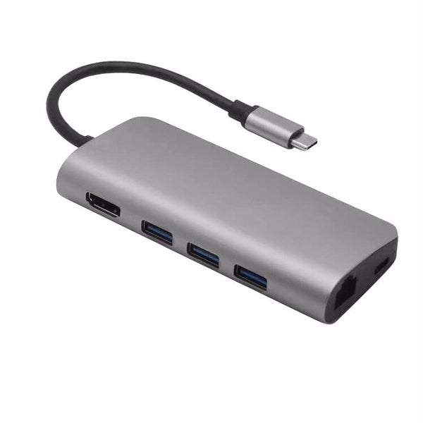 TYPE C Hub Adapter to HDMI 4K RJ45 Gigabit USB 3.0 SD TF Slot Reader for MacBook