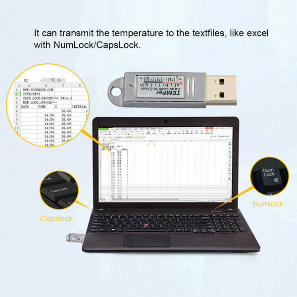 USB PC Thermometer Temperature Record Temp Monitor Sensor Data Logger Recorder